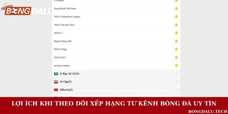 Lợi thế khi cập nhật xếp hạng từ trang web thông tin bóng đá uy tín